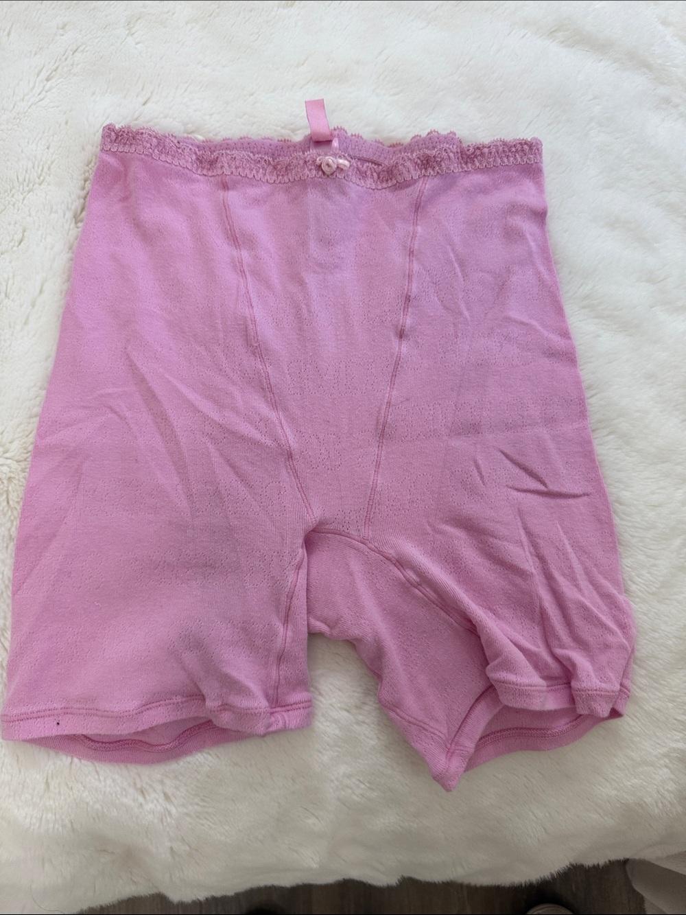 SKIMS Pink High-Waist Shorts with Lace Trim